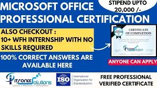 Microsoft Office Free Certificate | Work From Home Internship with no Skills | Computer Certificate