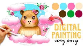 Capybara Digital Painting | Relaxing Digital Art | Easy Art Process 🩷