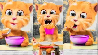 Talking  Ginger Cat #funny game 🍐🍒🍕🐠🍉🍊🧅🥞🥨🍑 #talkingtom #gameplay #viralvideo