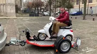 Remorque COCHET abaissante et pliante pour SCOOTER PMR