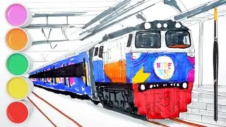 Tutorial Menggambar dan mewarnai kereta api taksaka hype trip lokomotif cc206 part #40