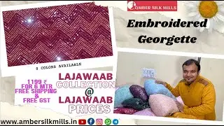 GEORGET ON EMB. (6 METER 1199/-) FREE SHIPPING I CONTACT US - 8744842165#georgette #georgettesaree