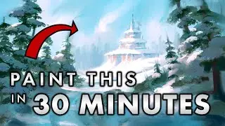 Winter Scene &mdash; 30 Minute Real Time Speed Painting Walkthrough