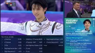 Yuzuru Hanyu's Free Program at 2018 Winter Olympic (w/ Brian Orser & Javier Fernandez's reaction)