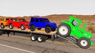 Flatbed Truck Mcqueen | Transportation with Truck - Pothole vs Car #221- BeamNG.Drive