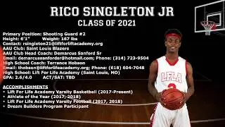 Rico Singleton Jr - Basketball College Recruitment Video (Class of 2021)