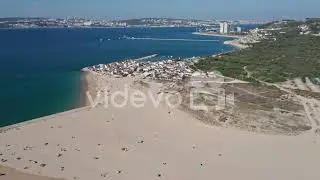 Drone flying over Cova do Vapor village near Lisbon　清田英輝