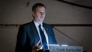 Begr&uuml;&szlig;ung und Er&ouml;ffnung des KIT im Rathaus (Klaus Stapf, Prof. Dr. Oliver Kraft)