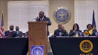 Terrebonne Parish NAACP President Jerome Boykin delivers the 2026 Dr. Martin Luther King Jr. address
