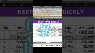 Quick way to Insert Rows in Excel #exceltips #excel #msexcel