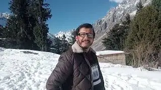 Beautiful Naltar Valley Gilgit with snow falling live scene in mobile watch natural view 