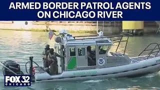Armed Border Patrol agents on Chicago River