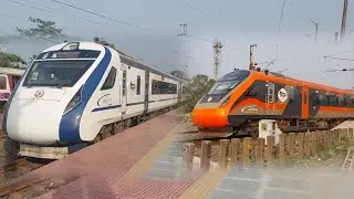 🚂 Only white and orange colour Vande Bharat fastest train || Indian bullet train|| Train gadi video 