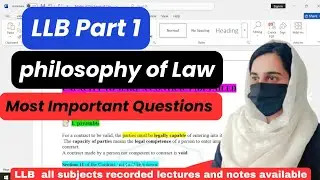 Philosophy of law most important questions||Philosophy of law||LLb part 1||Adv Ayesha Areej||#law