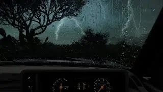 Windshield Rain & Thunder Echo | Calm Car Ambience