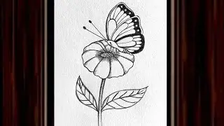 Easy Butterfly on Flower Drawing || Step by Step Butterfly Drawing for Beginners || Pencil Drawing