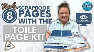 Toile Page Kit Preview | Elegant Blue & White Scrapbook Layouts