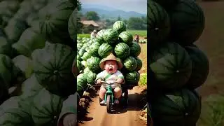 Ai  baby with watermelon 🍉 #shorts #baby #watermelon #ai #animal