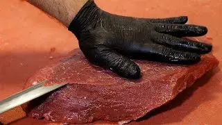 Slicing Juicy Chunks Of Beef For Perfection  -  A Humble But Top Quality D&ouml;ner Restaurant