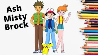 How to draw Ash, Misty and Brock | Pokemon Characters Drawing