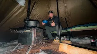 Winter Hot Tenting & Dutch Oven Soup | Solo Camping 