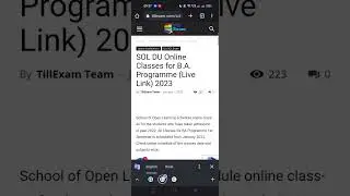 SOL DU B.A. Programme Online Classes Live Link 2023