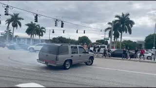 Chevy Tahoe Does Donuts & Burnout Leaving Cars & Coffee !