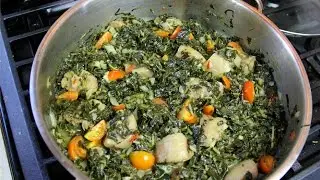 Шпинат, тушёный с солёной косичкой и кокосовым молоком #вкусныевторники | CaribbeanPot.com