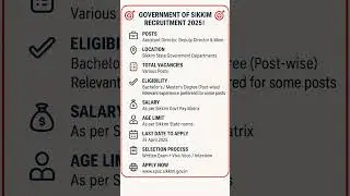 Government of Sikkim Recruitment 2025