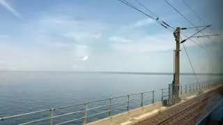 (HD) Denmark - Crossing the Great Belt Fixed Link Bridge by train - 29/5/18
