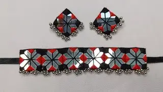 mirror jewellery set making/Navratri jewellery/ make mirror jewellery /traditional jewellery making