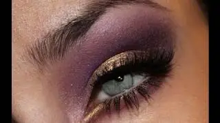 Gold and Deep Purple Makeup