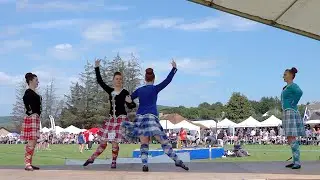 Reel of Tulloch Scottish Highland Dance competition during Dufftown Highland Games in Scotland 2019