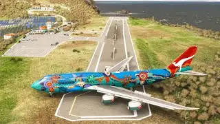 Magnificent Extreme Takeoff | Qantas Boeing B747 Lifts Off from a Cliffside Runway