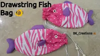 Drawstring Fish Bag 🐠 | Fabric Fish Pouch/ Bag/ Purse | DIY Sewing Craft Ideas