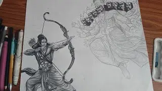 Dussehra Drawing Outline🔥❤️&zwj;🩹Ravan Vadh Drawing Lord Ram Killing Ravan Drawing Step By Step Tutorial