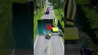 Mixer trucks vs water pit #124 | #beamngdrive #beamngcarcrash #constructionvehicle #dumptruck