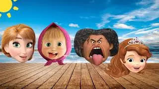 Wrong Mouth Moana Maui Sofia Frozen Anna Masha and Bear