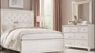 Vegas white 5 pc queen panel bedroom set with chest rooms to go
