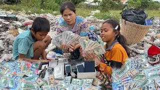 Amazing Lucky girl Found A lot Money $ and good thing at Trash Place - treasure found
