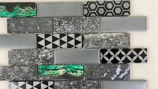 Core Grey Geometric Metallic Glass Tile