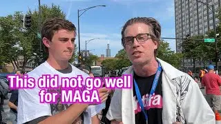 MAGA Influencer пытается меня троллить на национальном съезде Демократической партии