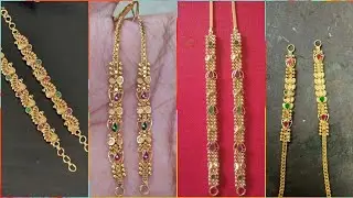 latest gold matilu designs//gold earchain designs//