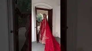 Beautiful Red Wedding Lehenga with Long trail dupatta #traillehenga #ytshorts #wedding #shadi