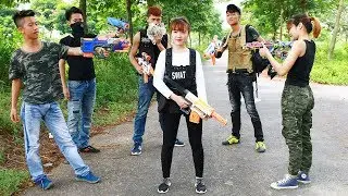 Action Two Hero & SWAT Nerf guns Robbery Hunter Rescue Young Girl Nerf war