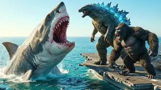 King Kong & Godzilla vs. Million Megalodon: The Ocean Monster Battle | Skull island