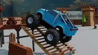 Monster truck, fire truck, Jeep car cartoon game animation