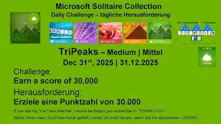 Solitaire Daily Challenges | TriPeaks - Medium | Dec 31st, 2025