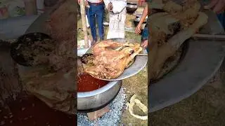 traditional village wedding ceremony cooking amazing goat roast cooking