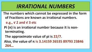 Number System,Rational numbers,Irrational numbers,Integers, Whole numbers,Natural numbers